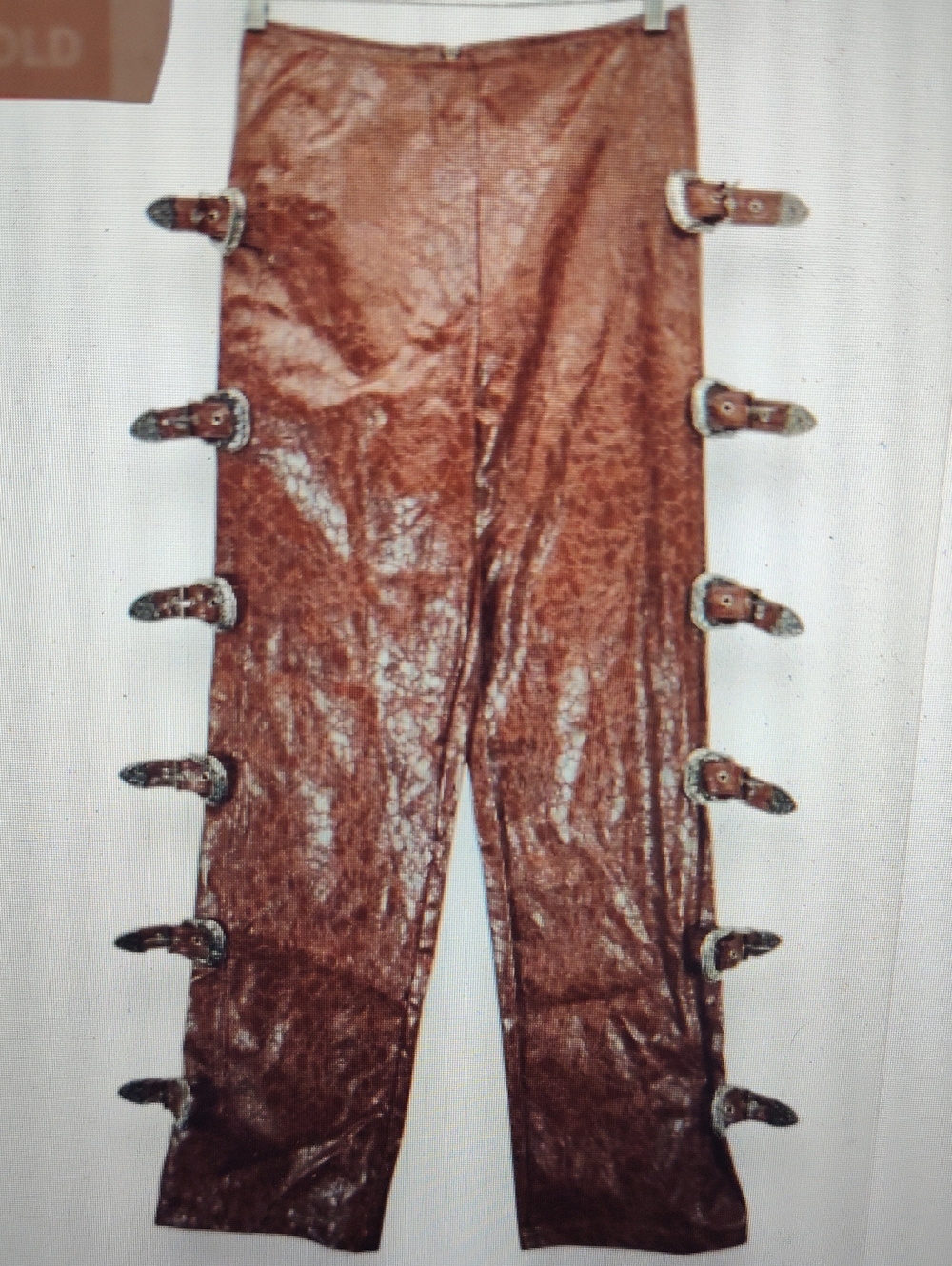 Nasty Gal Brown Faux-Leather Pants with Side Buckle Details NWOT